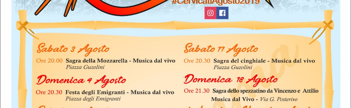 Programma eventi estivi nel comune di Cervicati